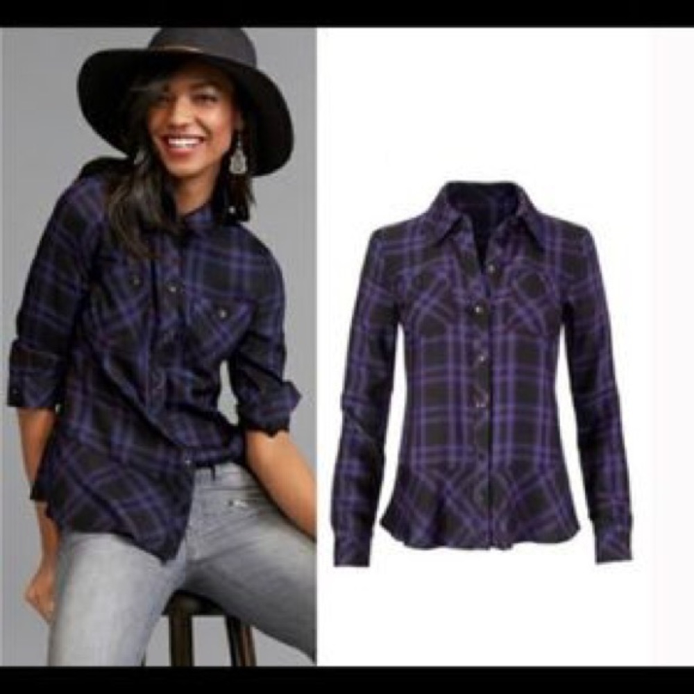 Cabi Moody Plaid Vino Shirt